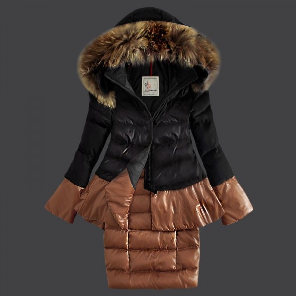 Moncler Donna Giù cappotto Nero Presa M1063